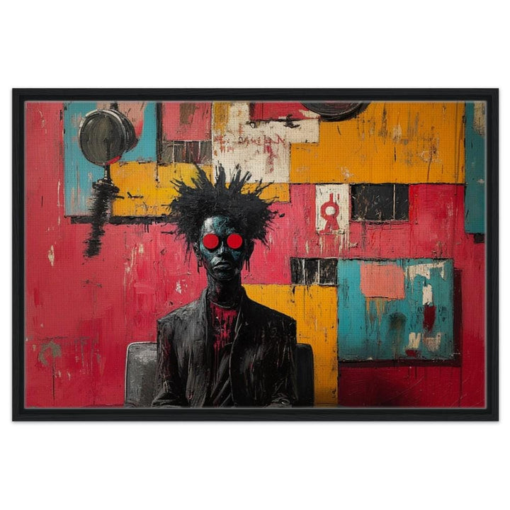 Afro-Punk Black Man in Barbershop, stylish african american wall art capturing vibrant culture and expression.