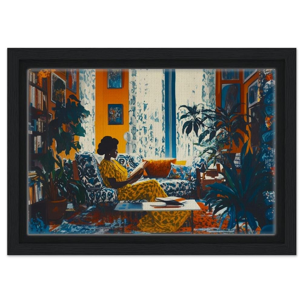 Digital Download - Black Woman Reading in a Cozy Living Room | African American Art | Vibrant Home Decor