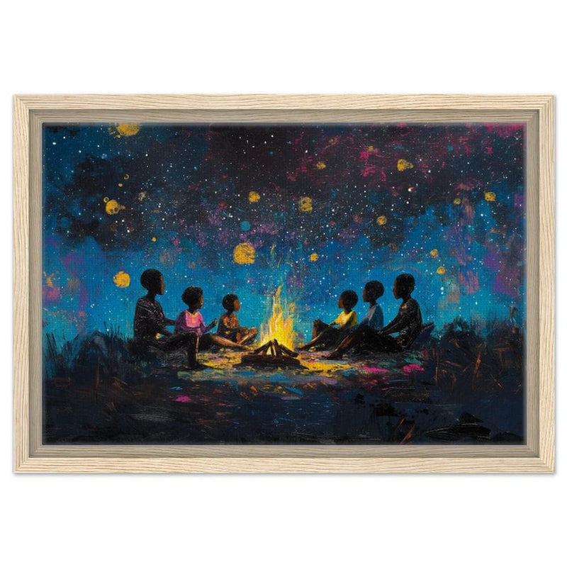 Black Family Campfire Night African American Wall Art