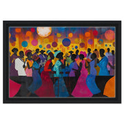 Colorful abstract african american wall art featuring dynamic shapes and vibrant hues on canvas.