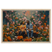 Alternate view of Black Couple in Floral Garden Love Black love wall art canvas print