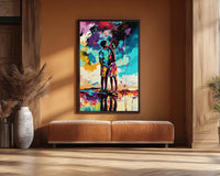 Vibrant abstract canvas art featuring bold colors, perfect as African American wall art for contemporary decor.