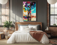 Colorful abstract canvas art featuring vibrant shapes and patterns, perfect as african american wall art.