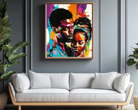 Vibrant African American wall art featuring bold colors and intricate patterns for a stunning canvas display.