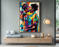 Colorful abstract canvas art showcasing vibrant patterns, perfect as african american wall art for contemporary decor.