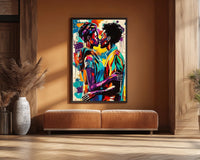 Vibrant abstract painting featuring bold colors, perfect as african american wall art for modern home decor.