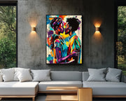 Romantic Black Couple cultural wall decor print by MoomZee Artwork