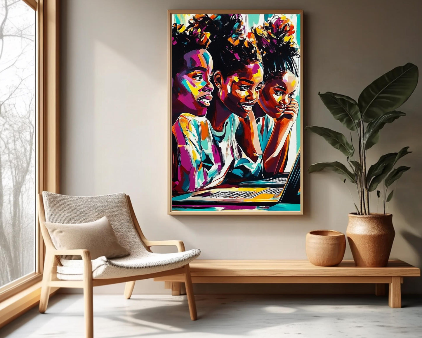 Young Black Women Abstract African American Wall Art