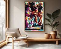 Vibrant abstract canvas art featuring bold colors, perfect as African American wall art for any modern space.