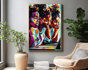 Alternate view of Young Black Women Abstract Black woman wall art canvas print