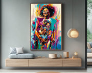 Joyful Black Family cultural wall decor print by MoomZee Artwork