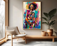 Vibrant abstract canvas art showcasing African American culture, perfect for adding character to any wall space.