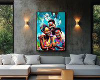 Colorful abstract canvas art featuring African American themes, ideal for enhancing any space as unique African American wall art.