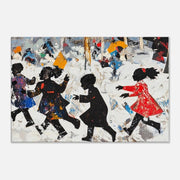 Winter Play Black Children Black children wall art canvas print by MoomZee Artwork