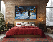 Winter Night Walk African American canvas print by MoomZee Artwork