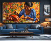 Thanksgiving Black Mother Black woman wall art canvas print by MoomZee Artwork