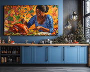 Thanksgiving Black Mother cultural wall decor print by MoomZee Artwork