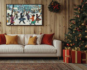 Alternate view of Christmas Snow Day Black culture wall art canvas print