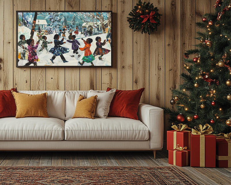 Christmas Snow Day African American Wall Art