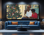 Black Family Christmas cultural wall decor print by MoomZee Artwork