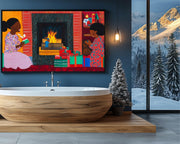 Christmas Morning Black Family Black family wall art artwork view