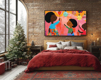 Abstract canvas art showcasing vibrant colors and dynamic shapes, ideal for african american wall art enthusiasts.