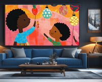 Vibrant abstract canvas art featuring bold colors, perfect as African American wall art for modern decor.