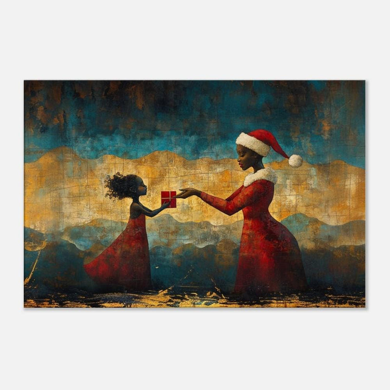Black Santa African American Christmas Wall Art Canvas
