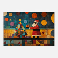 Abstract Black Santa canvas art showcasing vibrant colors, perfect for adding a unique touch to your African American wall art collection.