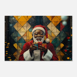 Black Santa with Gifts African American Christmas Wall Art