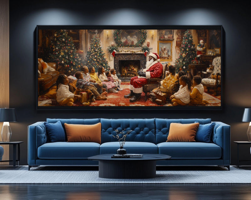 Storytime Black Santa African American Christmas Wall Art