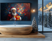 Mosaic Black Santa cultural wall decor print by MoomZee Artwork