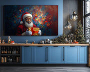 Mosaic Black Santa Black culture wall art artwork by MoomZee Artwork