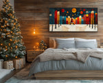 Black Santa Abstract Winter Scene African American Christmas Wall Art