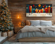 Black Santa Abstract Winter Scene Christmas African American abstract art for home decor