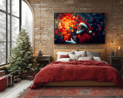 Abstract Geometric Black Santa Christmas African American abstract art for home decor