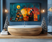 Geometric Black Santa African American abstract art artwork view