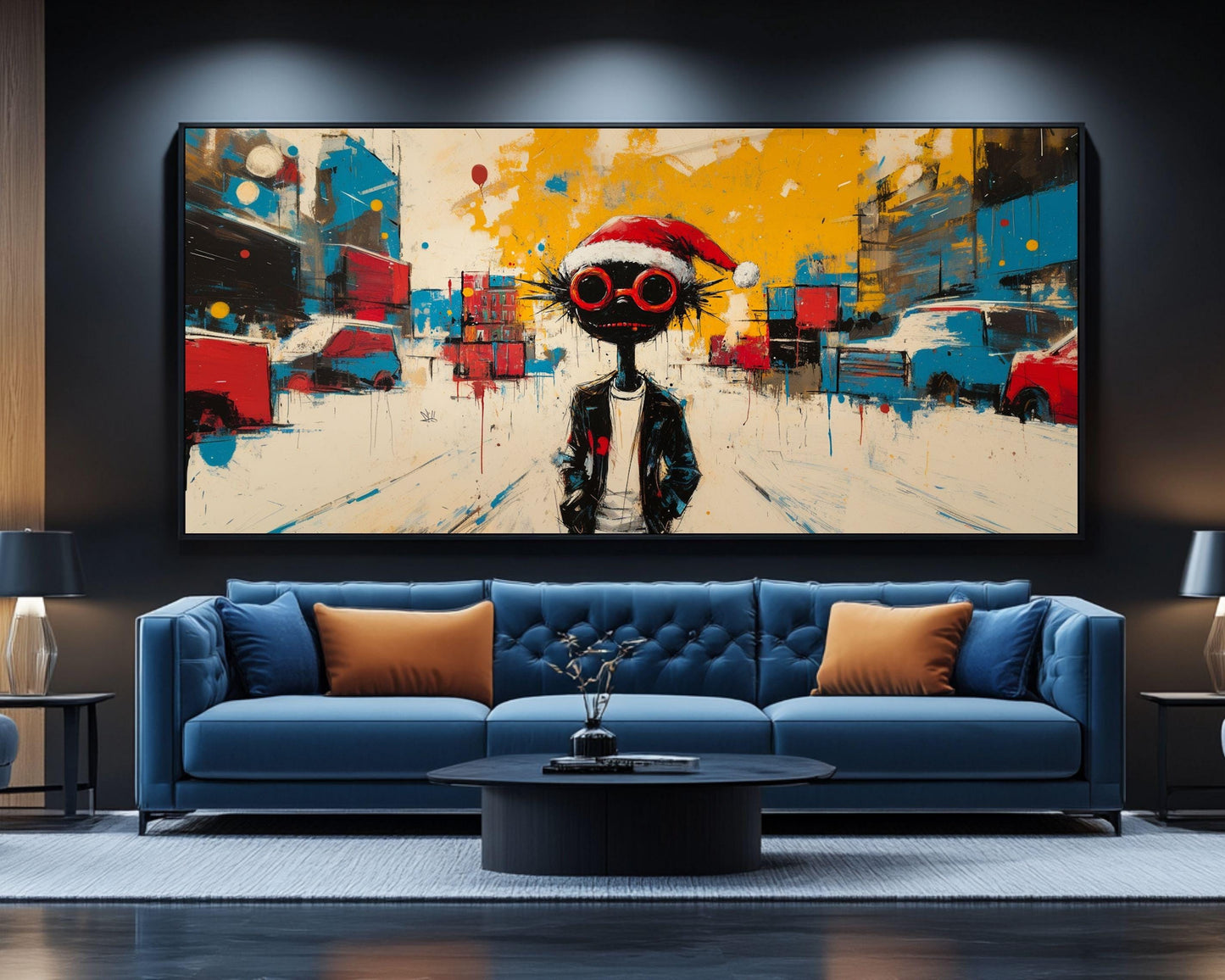 Urban Black Santa Art | Basquiat-Inspired Christmas Wall Print | Abstract Street Art Canvas | Modern Holiday Decor | Unique Christmas Gift