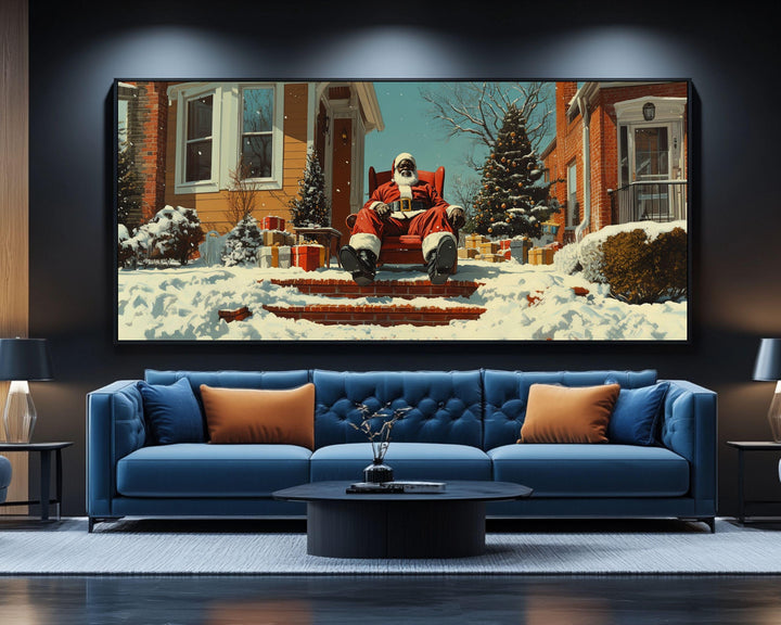 Cozy Black Santa African American Christmas Art Wall Art
