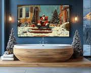Cozy Black Santa Christmas cultural wall decor print by MoomZee Artwork