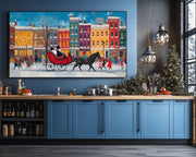 Sleigh Ride Black Santa Black culture wall art canvas print by MoomZee Artwork