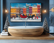 Sleigh Ride Black Santa cultural wall decor print by MoomZee Artwork
