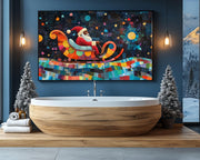 Black Santa Quilt Style Christmas Black culture wall art artwork view