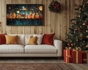 Black Santa Sleigh Ride Over City Christmas Black culture wall art for home decor