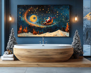 Black Santa Sleigh Ride cultural wall decor print by MoomZee Artwork