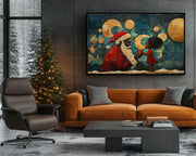 Santa and Girl Christmas Black culture wall art artwork view