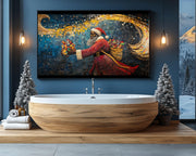Black Santa Quilt Style cultural wall decor print by MoomZee Artwork