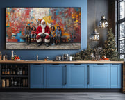 Black Santa with Kids Black children wall art canvas print by MoomZee Artwork