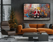 Black Santa with Kids Black children wall art artwork view