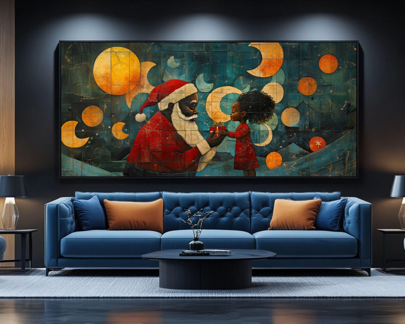 Celestial Black Santa African American Wall Art